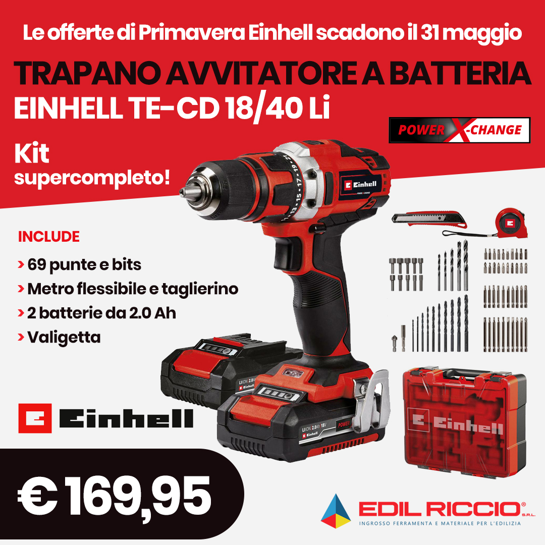 Trapano Einhell CD 18/40 Li in promozione!